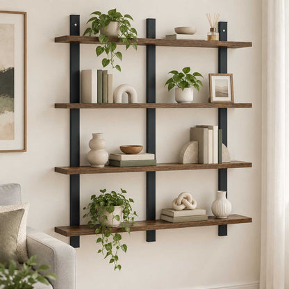 vidaXL Wall Shelf Smoked Oak 79.5 x 13.5 x 80 cm Engineered Wood