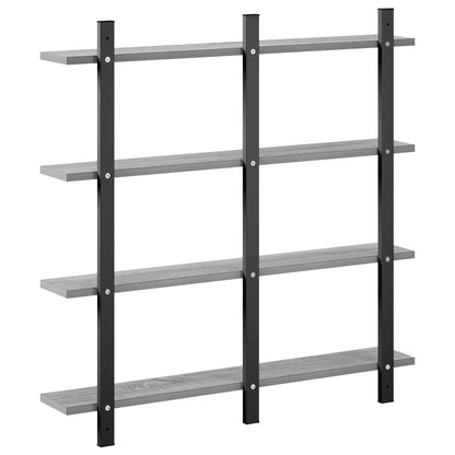 vidaXL Wall Shelf Grey Sonoma 79.5 x 13.5 x 80 cm Engineered Wood