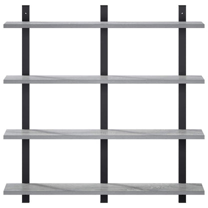 vidaXL Wall Shelf Grey Sonoma 79.5 x 13.5 x 80 cm Engineered Wood