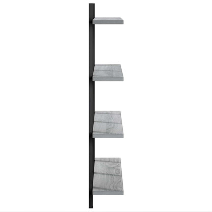 vidaXL Wall Shelf Grey Sonoma 79.5 x 13.5 x 80 cm Engineered Wood