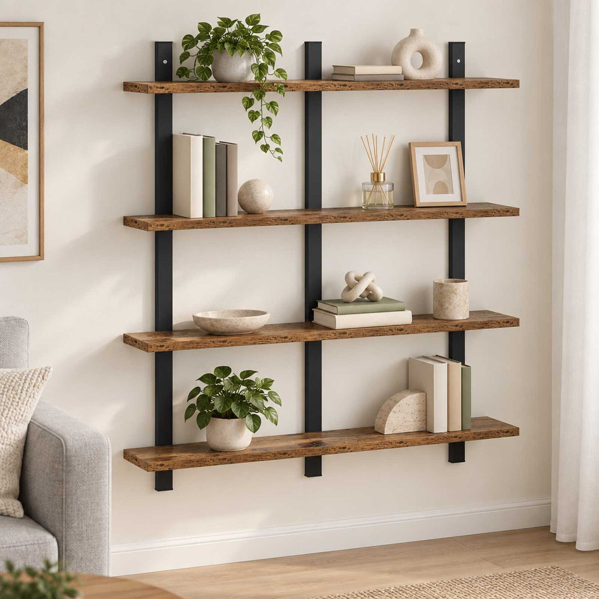 vidaXL Wall Shelf Old Wood 79.5 x 13.5 x 80 cm Engineered Wood