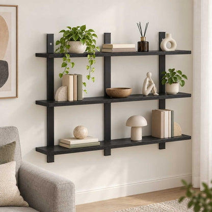 vidaXL Wall Shelf Black Oak 79.5 x 13.5 x 58 cm Engineered Wood