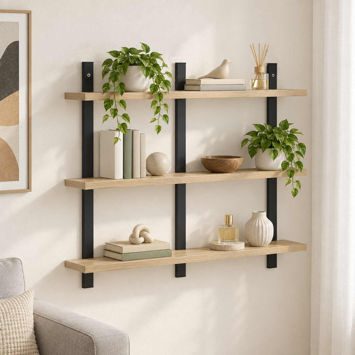vidaXL Wall Shelf Sonoma Oak 79.5 x 13.5 x 58 cm Engineered Wood