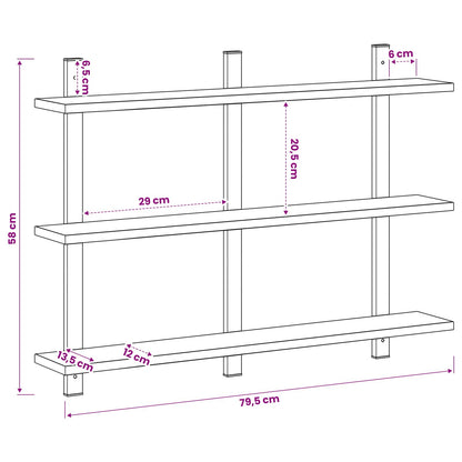 vidaXL Wall Shelf Smoked Oak 79.5 x 13.5 x 58 cm Engineered Wood