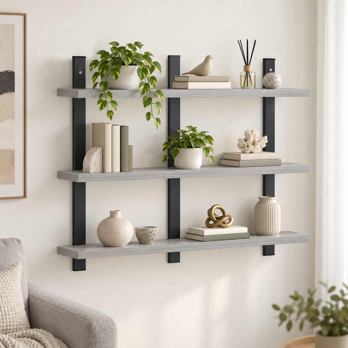 vidaXL Wall Shelf Grey Sonoma 79.5 x 13.5 x 58 cm Engineered Wood