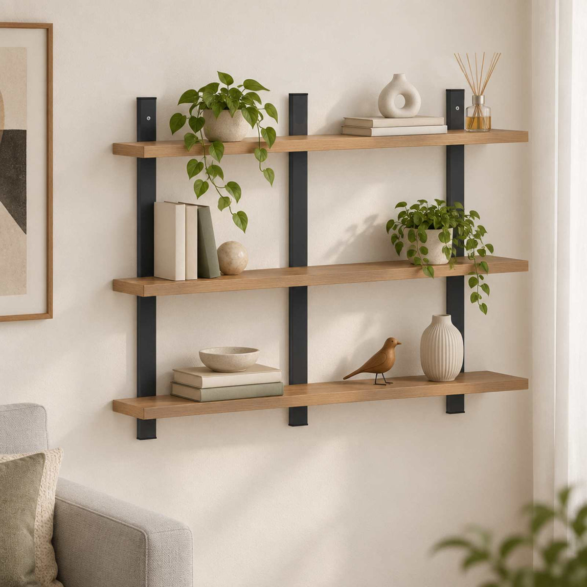 vidaXL Wall Shelf Artisan Oak 79.5 x 13.5 x 58 cm Engineered Wood