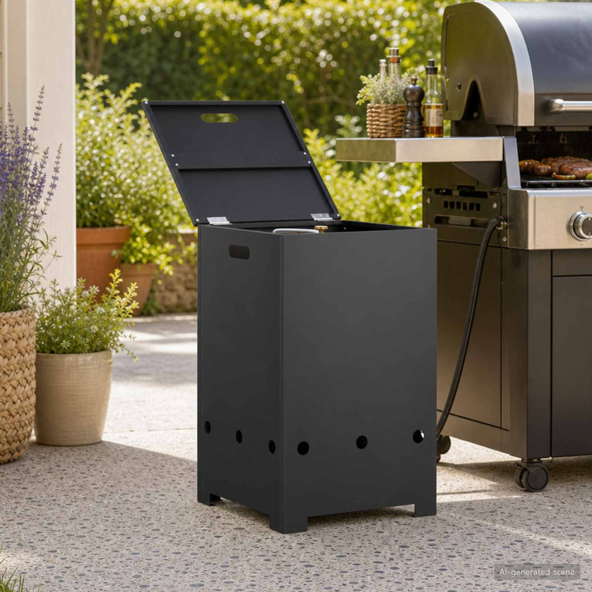 vidaXL Propane Tank Cover 40 x 40 x 66 cm Steel Black