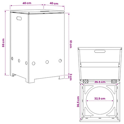 vidaXL Propane Tank Cover 40 x 40 x 66 cm Steel Black