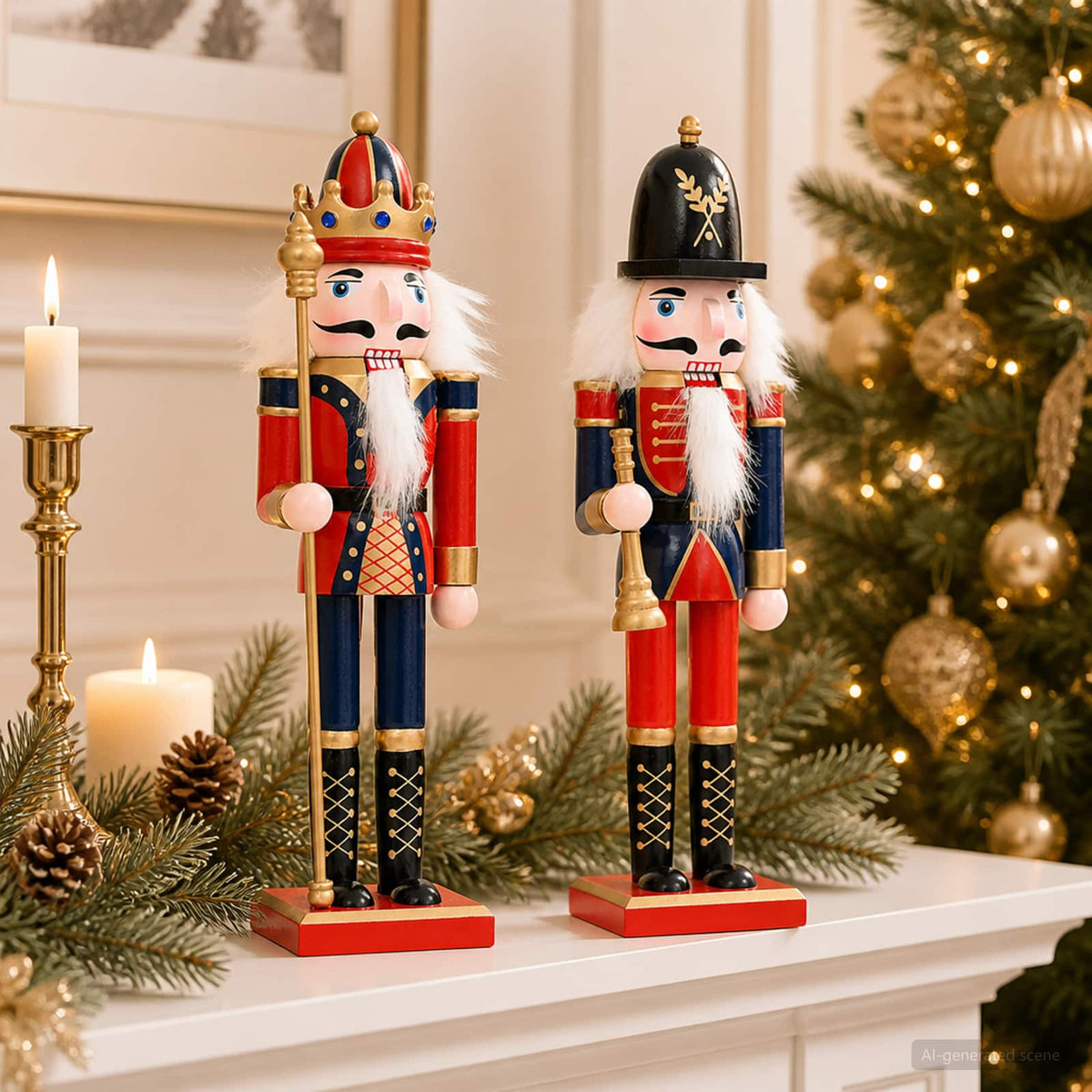vidaXL Christmas Nutcracker TURKU 2 pcs Red and Black 30 cm
