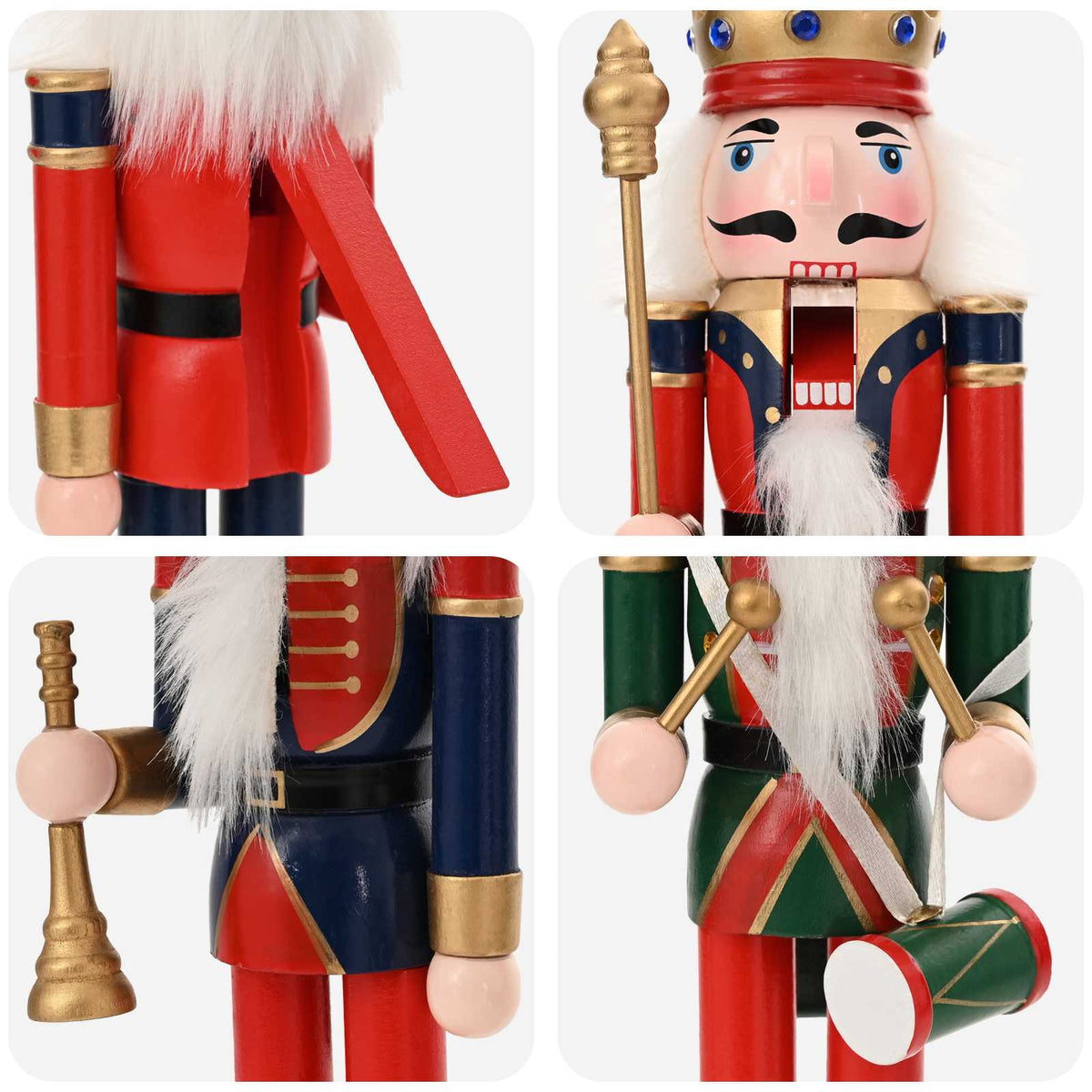 vidaXL Christmas Nutcracker TURKU 4 pcs Red and Black 30 cm