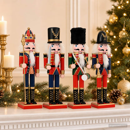 vidaXL Christmas Nutcracker TURKU 4 pcs Red and Black 30 cm