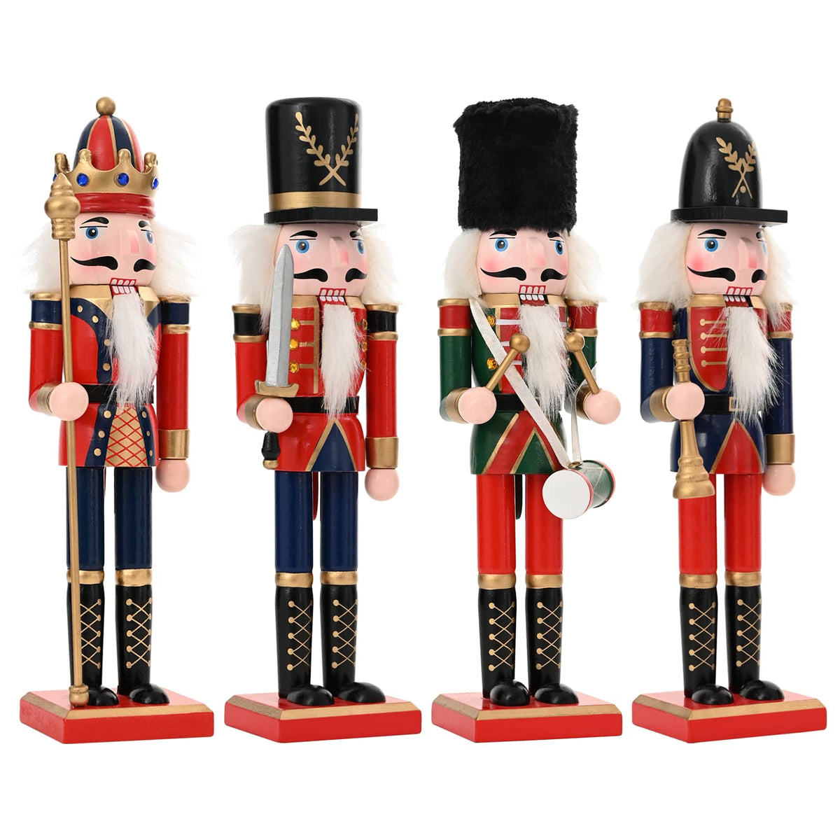 vidaXL Christmas Nutcracker TURKU 4 pcs Red and Black 30 cm