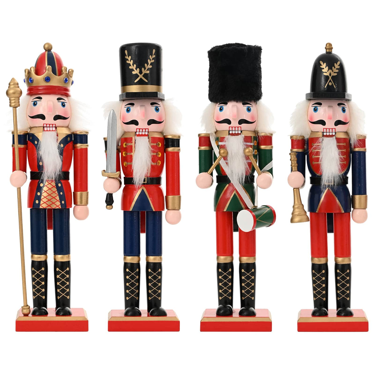 vidaXL Christmas Nutcracker TURKU 4 pcs Red and Black 30 cm