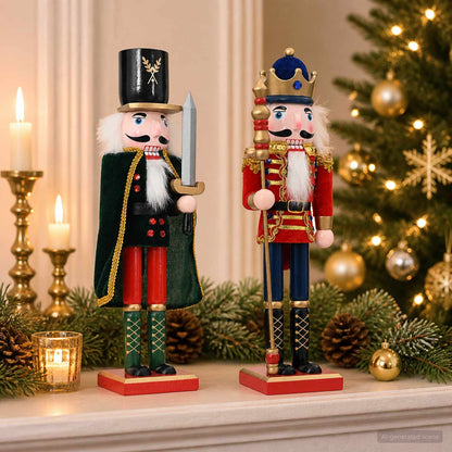 vidaXL Christmas Nutcracker TURKU 2 pcs Red and Black 38 cm