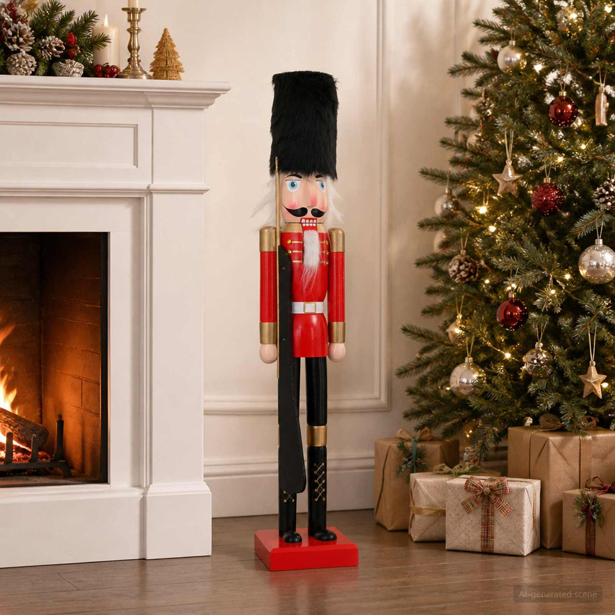 vidaXL Christmas Nutcracker TURKU Red and Black 91 cm