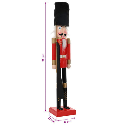 vidaXL Christmas Nutcracker TURKU Red and Black 91 cm