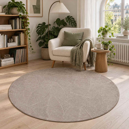 vidaXL Rug IZA Beige Ø 160 cm 100% Polyester Low Pile