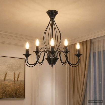 vidaXL Chandelier E14 Metal Black Ø 52 x 47 cm