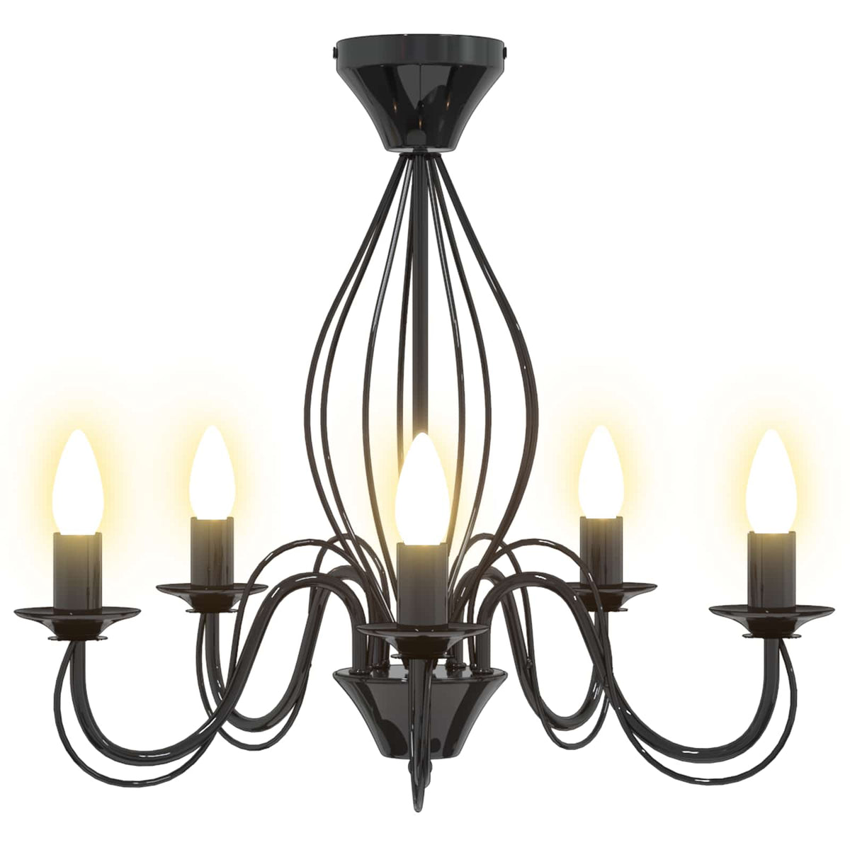 vidaXL Chandelier E14 Metal Black Ø 52 x 47 cm