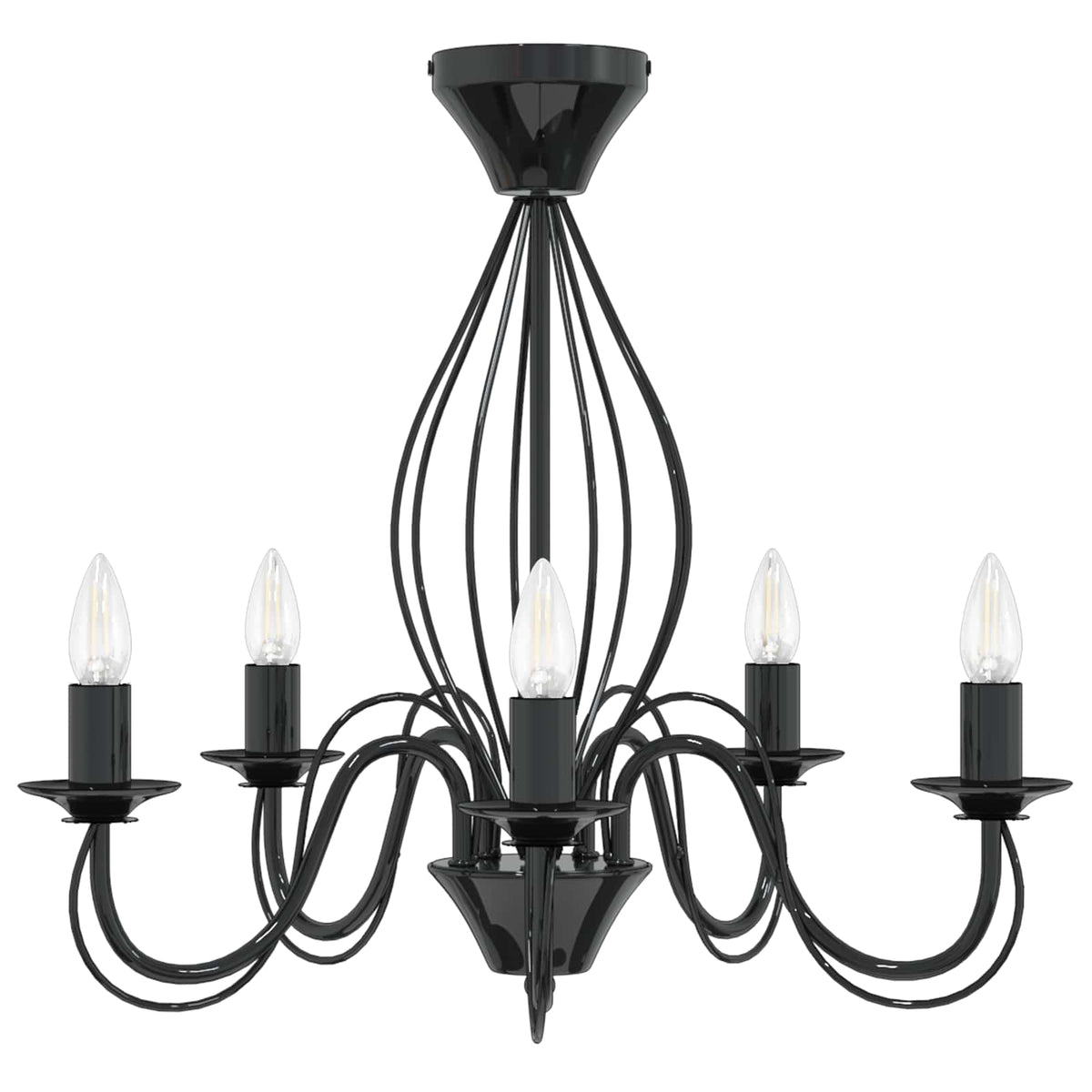 vidaXL Chandelier E14 Metal Black Ø 52 x 47 cm