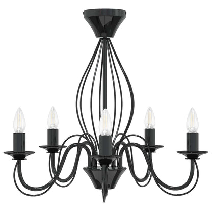 vidaXL Chandelier E14 Metal Black Ø 52 x 47 cm