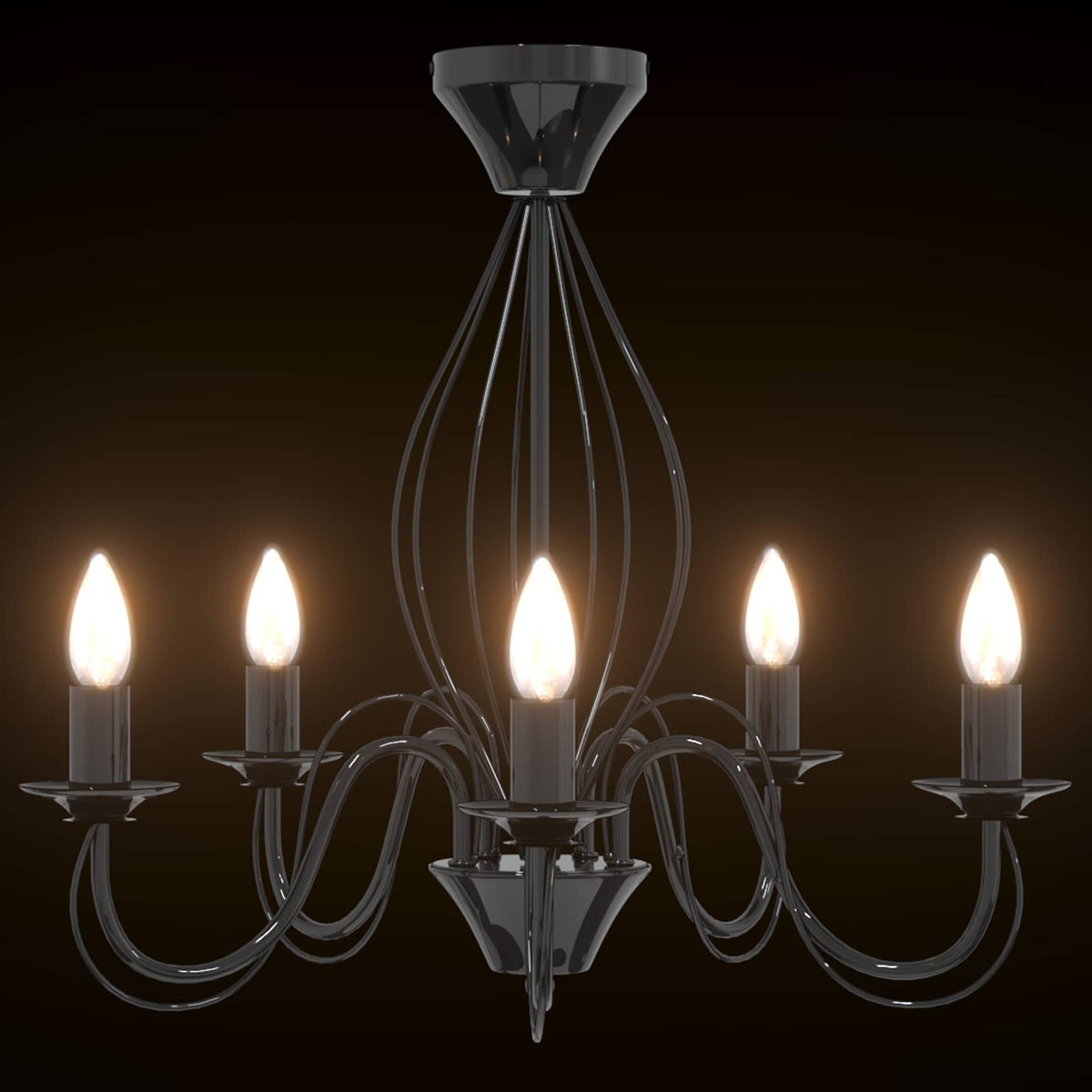 vidaXL Chandelier E14 Metal Black Ø 52 x 47 cm