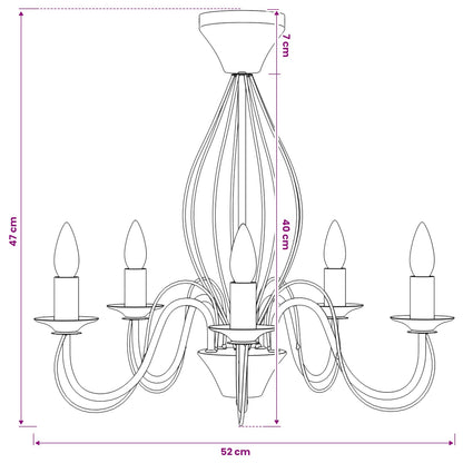 vidaXL Chandelier E14 Metal Black Ø 52 x 47 cm