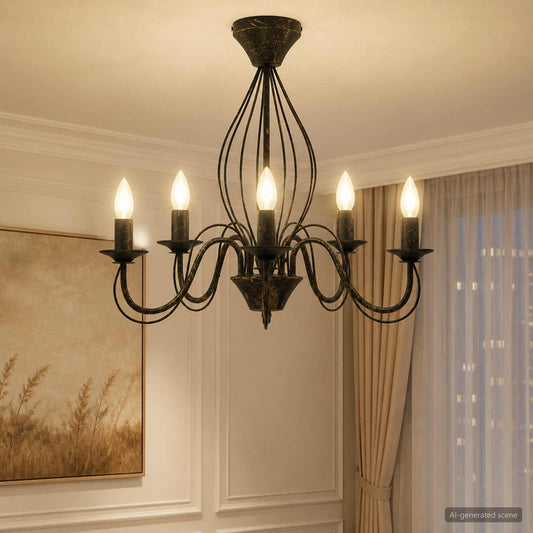 vidaXL Chandelier E14 Metal Antique Black Ø 52 x 47 cm