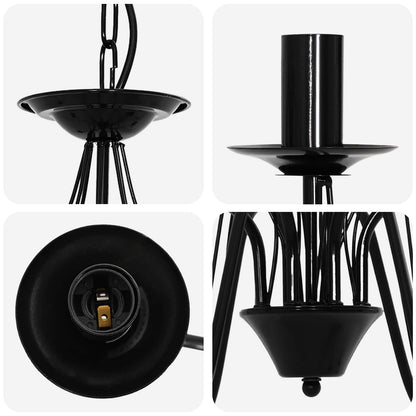 vidaXL Adjustable Chandelier E14 Metal Black Ø 78 x 101 cm