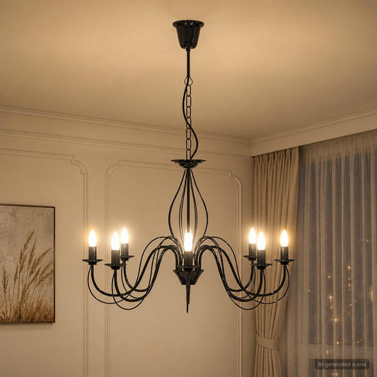 vidaXL Adjustable Chandelier E14 Metal Black Ø 78 x 101 cm