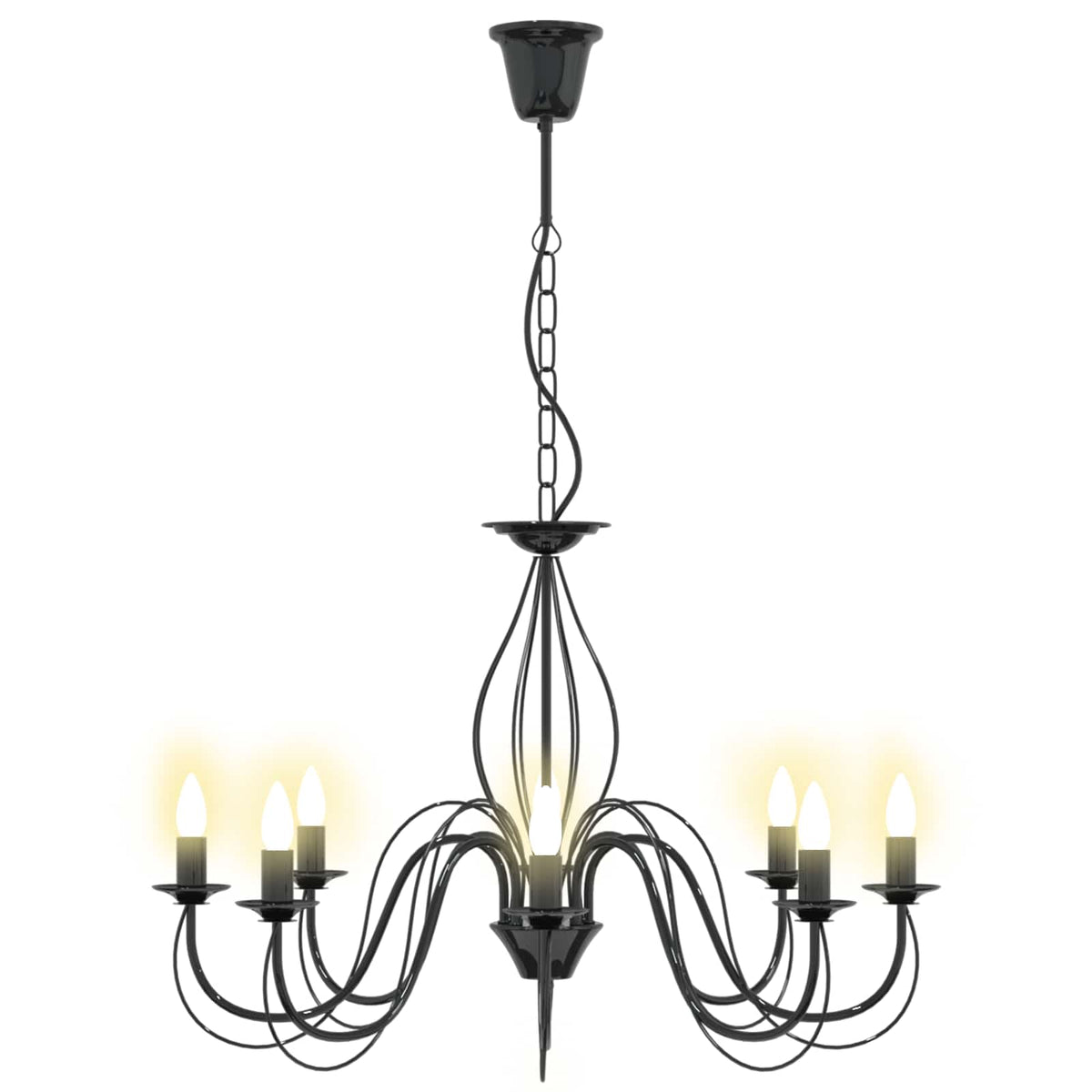 vidaXL Adjustable Chandelier E14 Metal Black Ø 78 x 101 cm