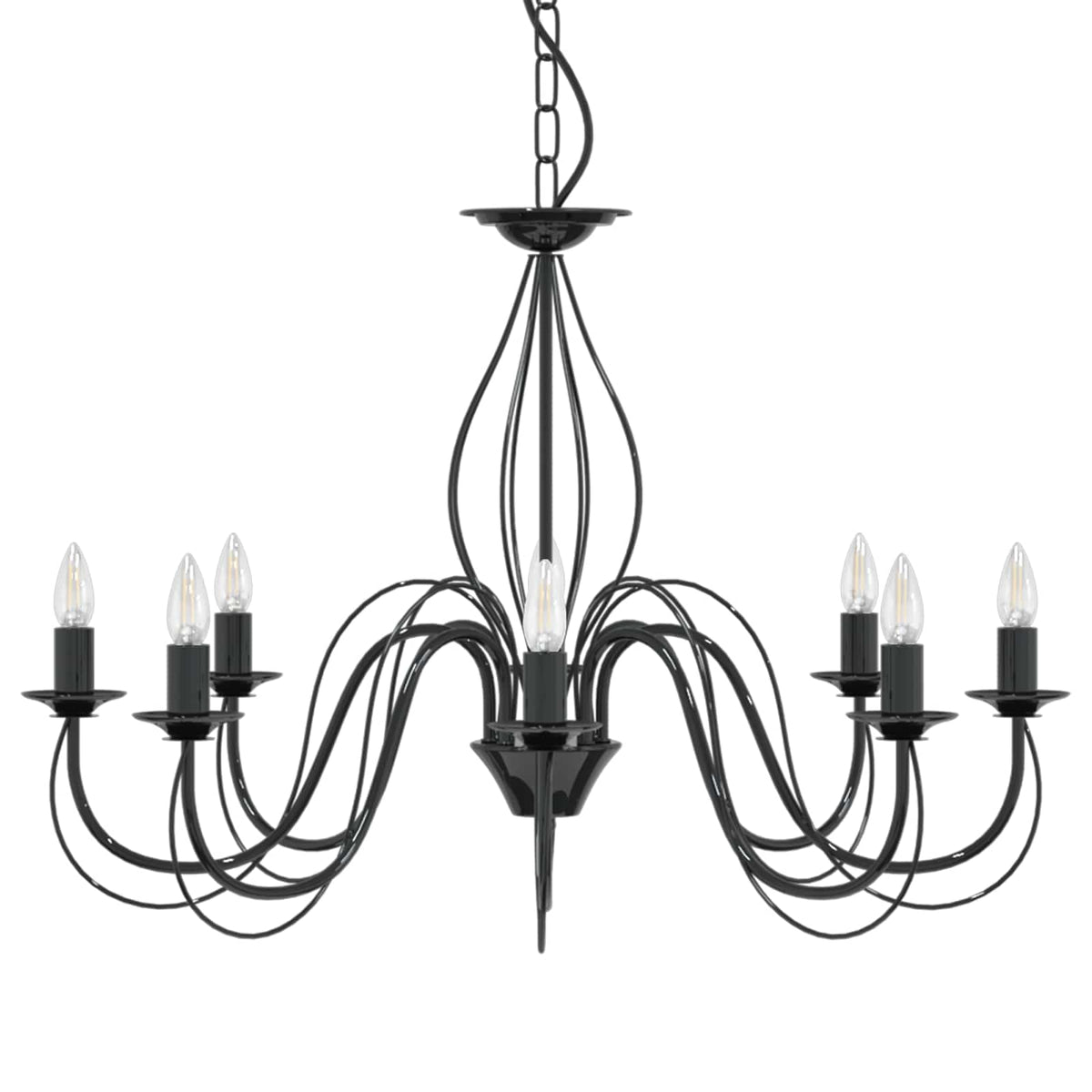 vidaXL Adjustable Chandelier E14 Metal Black Ø 78 x 101 cm