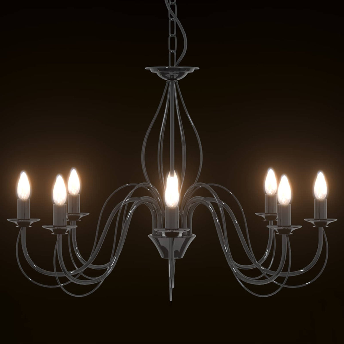 vidaXL Adjustable Chandelier E14 Metal Black Ø 78 x 101 cm