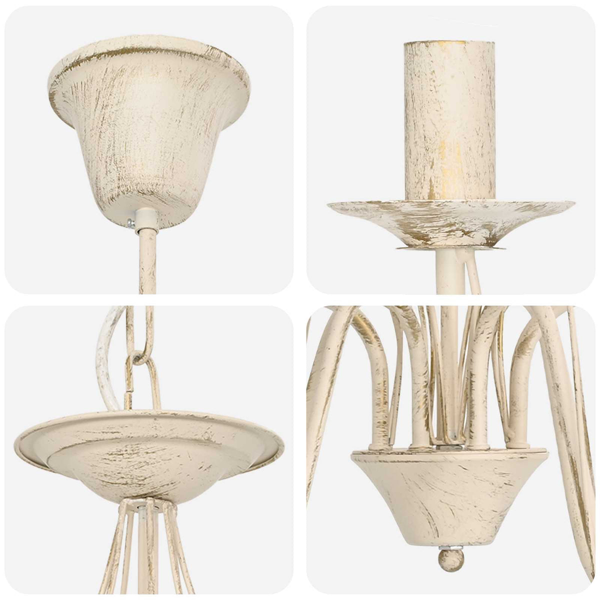 vidaXL Adjustable Chandelier E14 Metal Antique White Ø 78 x 101 cm