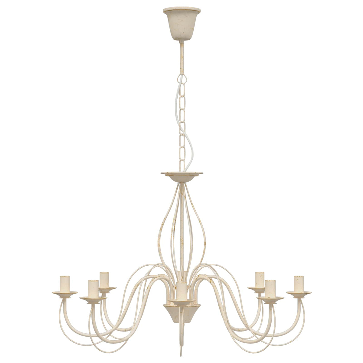 vidaXL Adjustable Chandelier E14 Metal Antique White Ø 78 x 101 cm