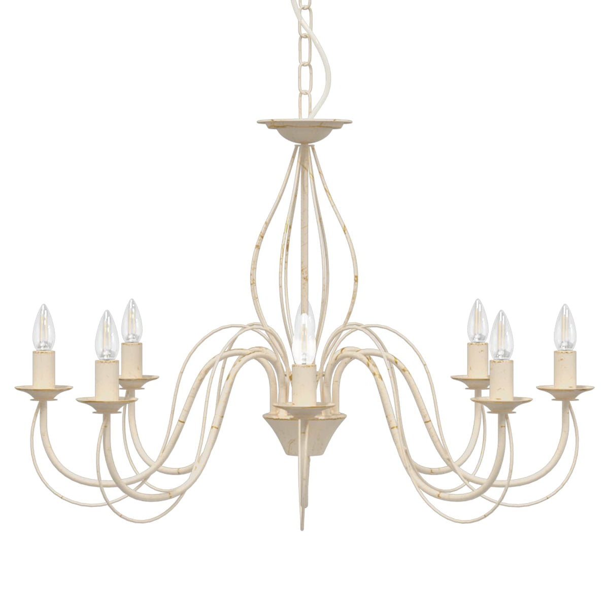 vidaXL Adjustable Chandelier E14 Metal Antique White Ø 78 x 101 cm