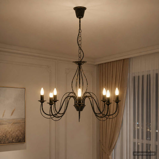vidaXL Adjustable Chandelier E14 Metal Antique Black Ø 78 x 101 cm