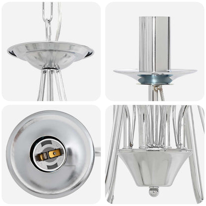 vidaXL Adjustable Chandelier E14 Metal Chrome Ø 78 x 101 cm