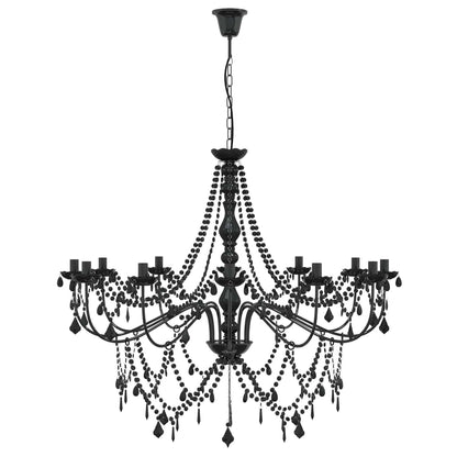 vidaXL Adjustable Chandelier with Beads E14 Metal and Acrylic Black