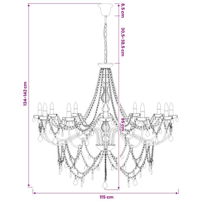 vidaXL Adjustable Chandelier with Beads E14 Metal and Acrylic Black