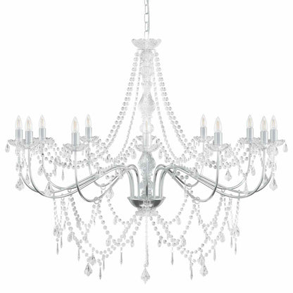 vidaXL Adjustable Chandelier with Beads E14 Metal and Acrylic Chrome