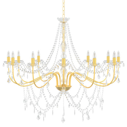 vidaXL Adjustable Chandelier with Beads E14 Metal and Acrylic Gold
