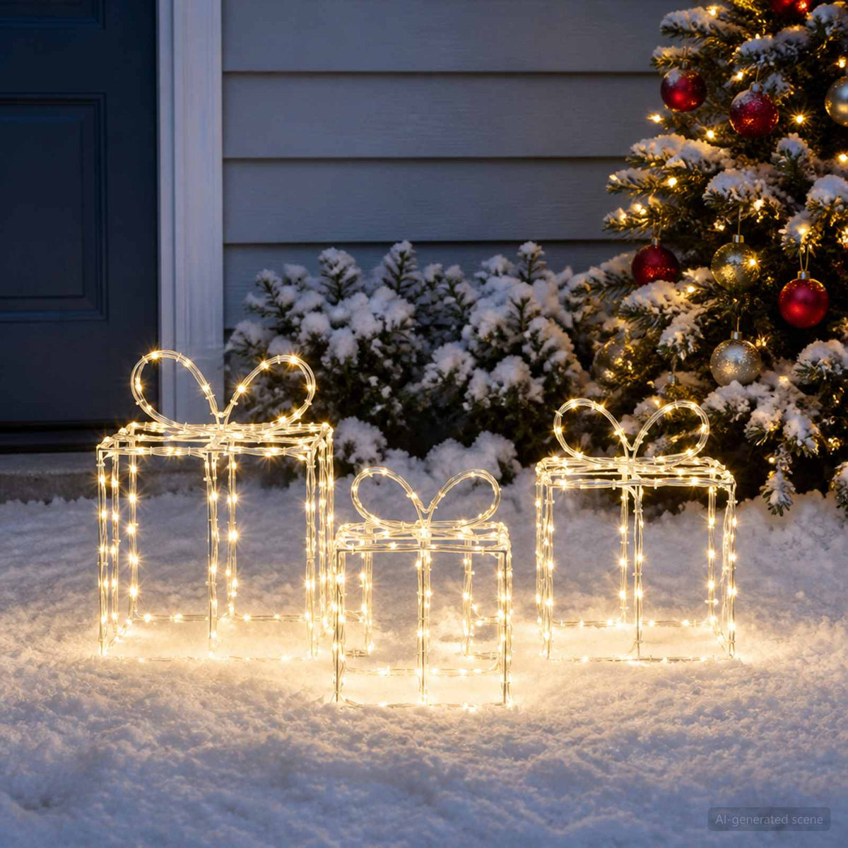 vidaXL Christmas Lighted Gift Boxes LOVIISA 3 pcs 360 LEDs Warm White