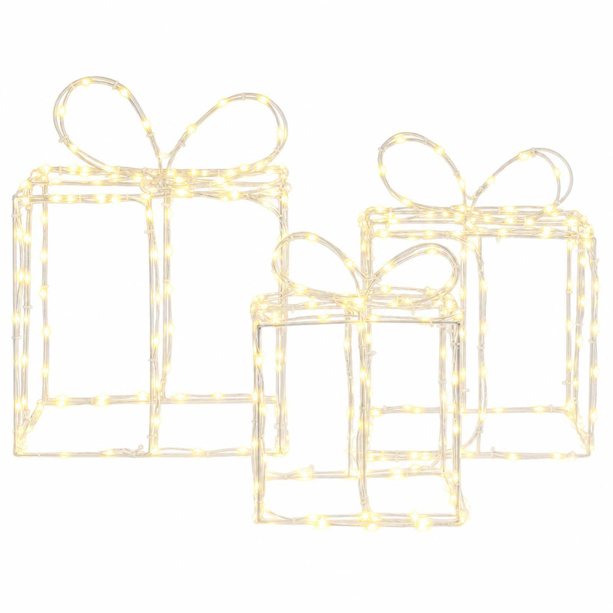 vidaXL Christmas Lighted Gift Boxes LOVIISA 3 pcs 360 LEDs Warm White