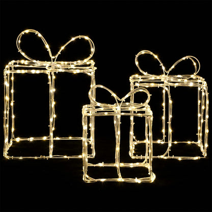 vidaXL Christmas Lighted Gift Boxes LOVIISA 3 pcs 360 LEDs Warm White