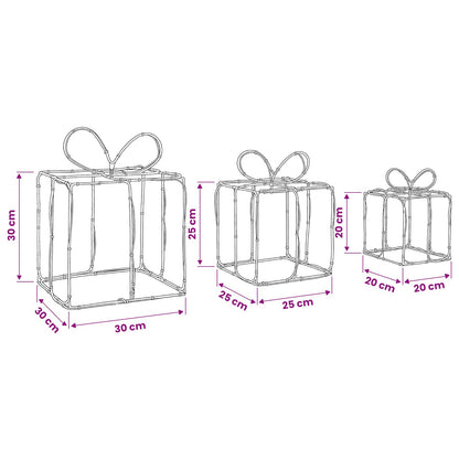 vidaXL Christmas Lighted Gift Boxes LOVIISA 3 pcs 360 LEDs Warm White