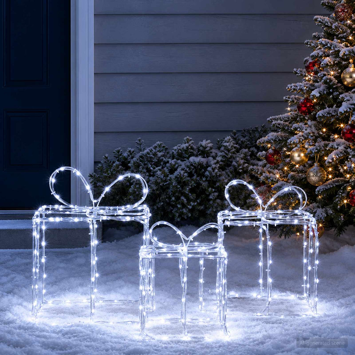 vidaXL Christmas Lighted Gift Boxes LOVIISA 3 pcs 360 LEDs Cold White
