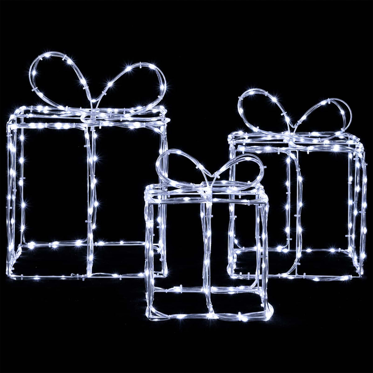 vidaXL Christmas Lighted Gift Boxes LOVIISA 3 pcs 360 LEDs Cold White