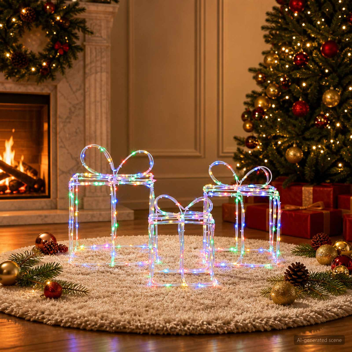 vidaXL Christmas Lighted Gift Boxes LOVIISA 3 pcs 360 LEDs Multicolour