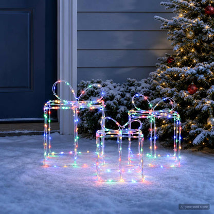 vidaXL Christmas Lighted Gift Boxes LOVIISA 3 pcs 360 LEDs Multicolour